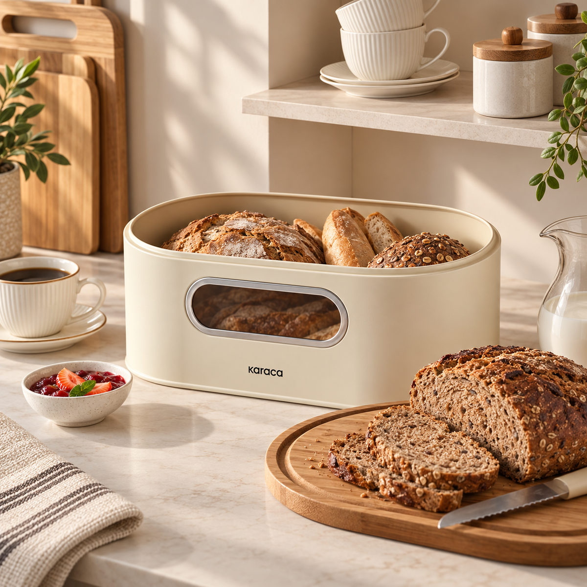 Karaca Stream 2-in-1 Cream Bread Box Lebanon