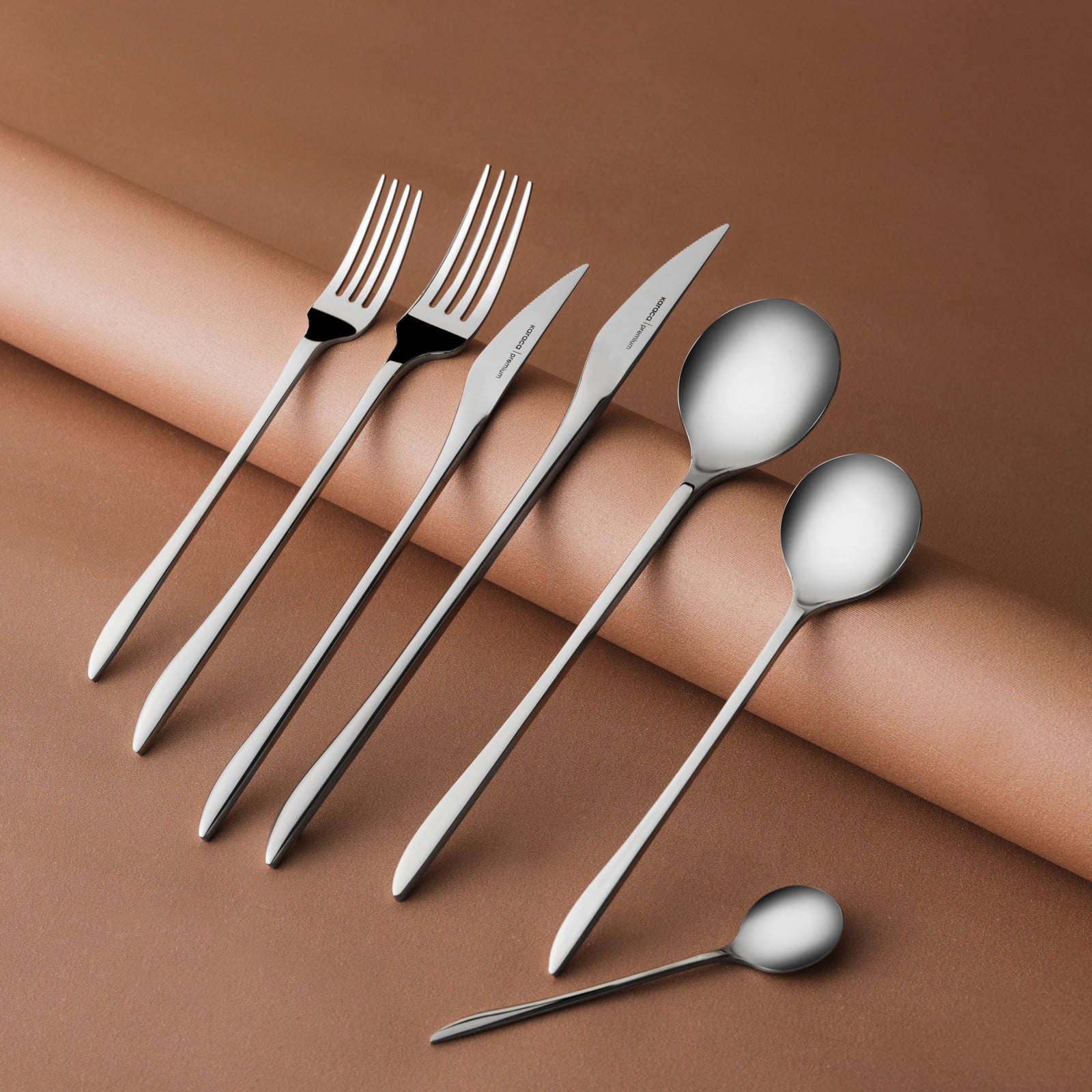 Karaca Premium Platinum Von 84-Piece Cutlery Set 12 Person 18/10 Steel Modern