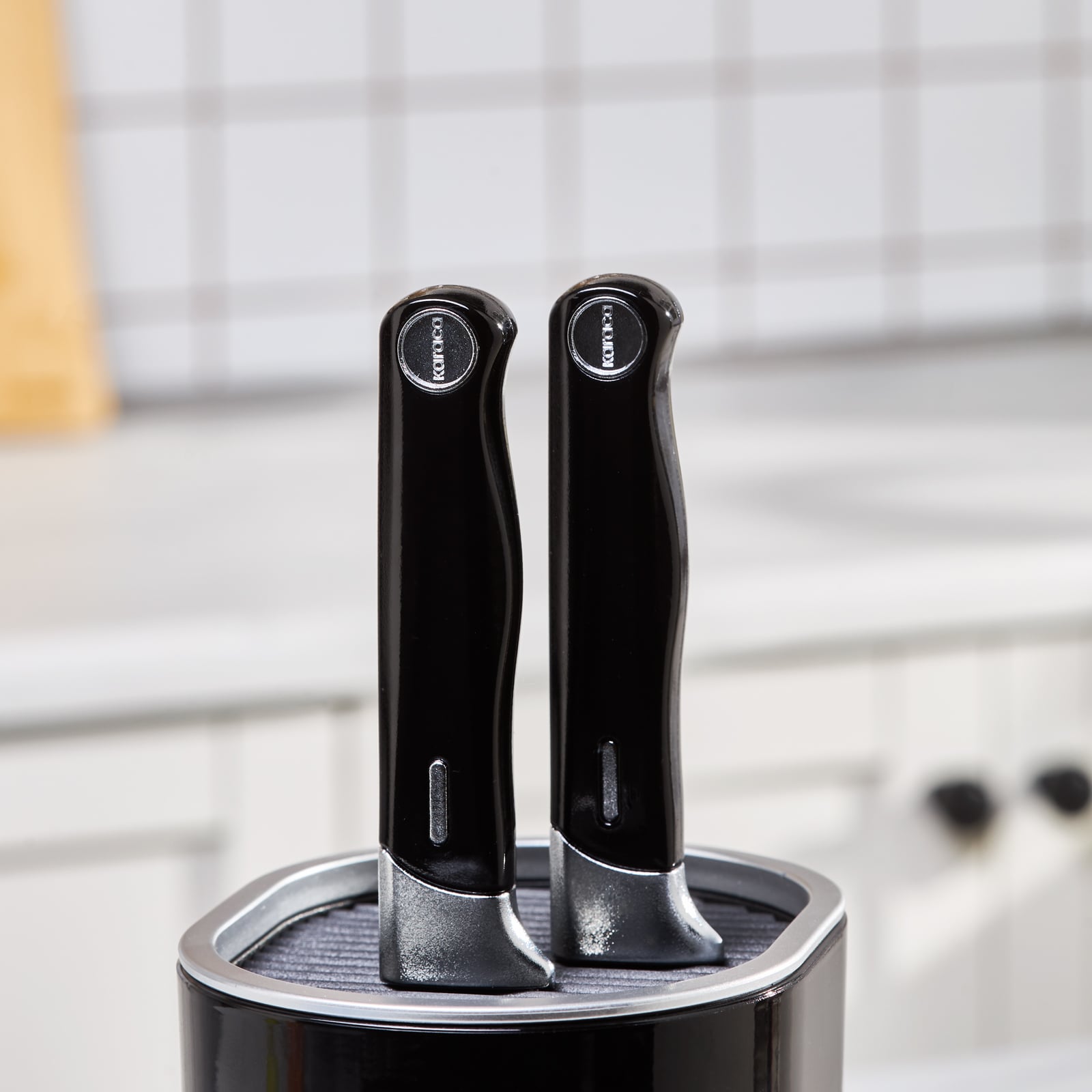 Karaca Mastermaid 6-Piece Knife Set Black Performer Steel Professional Block