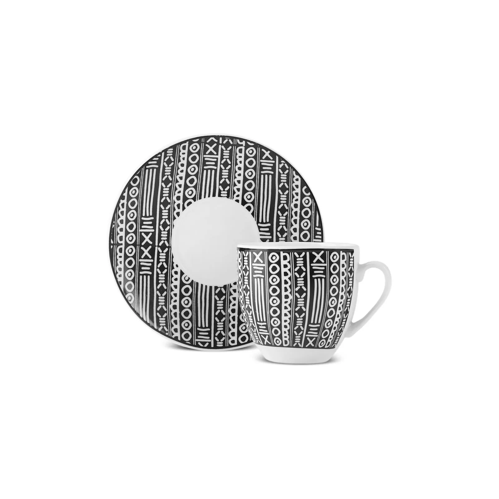 Karaca Altos 6-Piece Coffee Cup Set 90ml Bone Porcelain with Metal Stand New