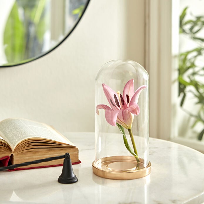 Karaca Home Bronze Glass Dome Cloche 20 cm Decorative Display Showcase