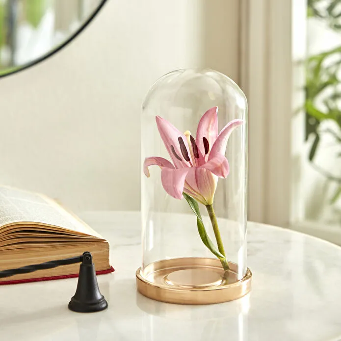 Karaca Home Bronze Glass Dome Cloche 20 cm Decorative Display Showcase
