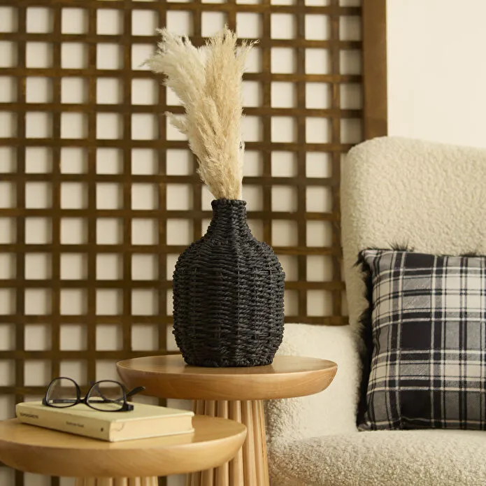 Karaca Home Boho Style Black Wicker Vase, 153.09.01.7034