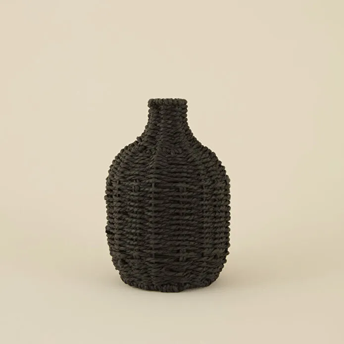 Karaca Home Boho Style Black Wicker Vase, 153.09.01.7034