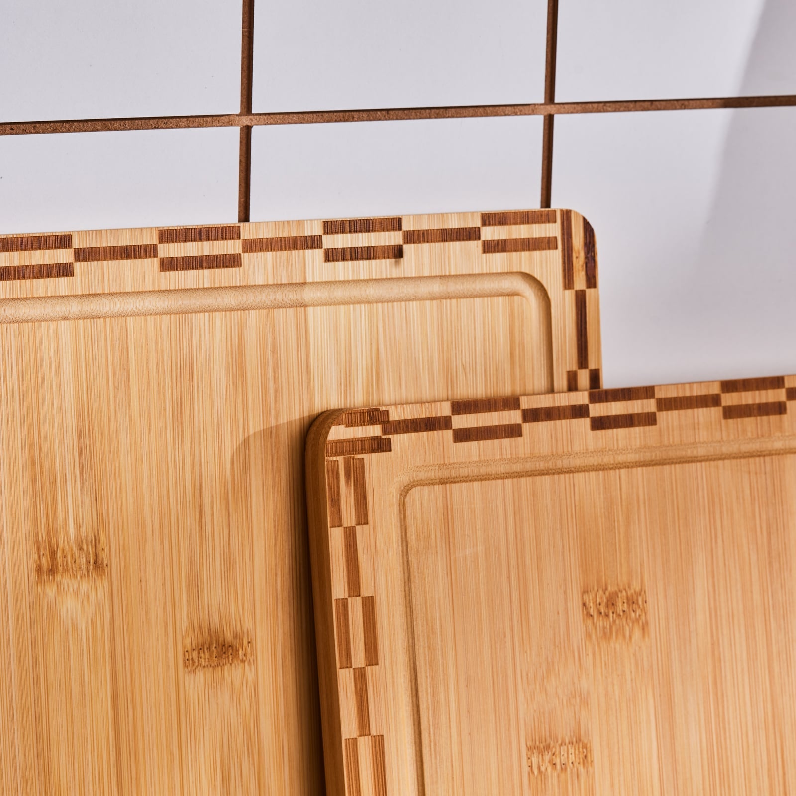Karaca Lawn 2-Piece Bamboo Cutting Board Set Natural Wood Eco-Friendly New Set