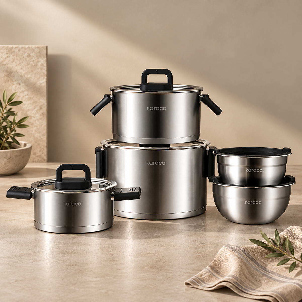 Karaca Aşiyan 10-Piece Foldable Cookware Set