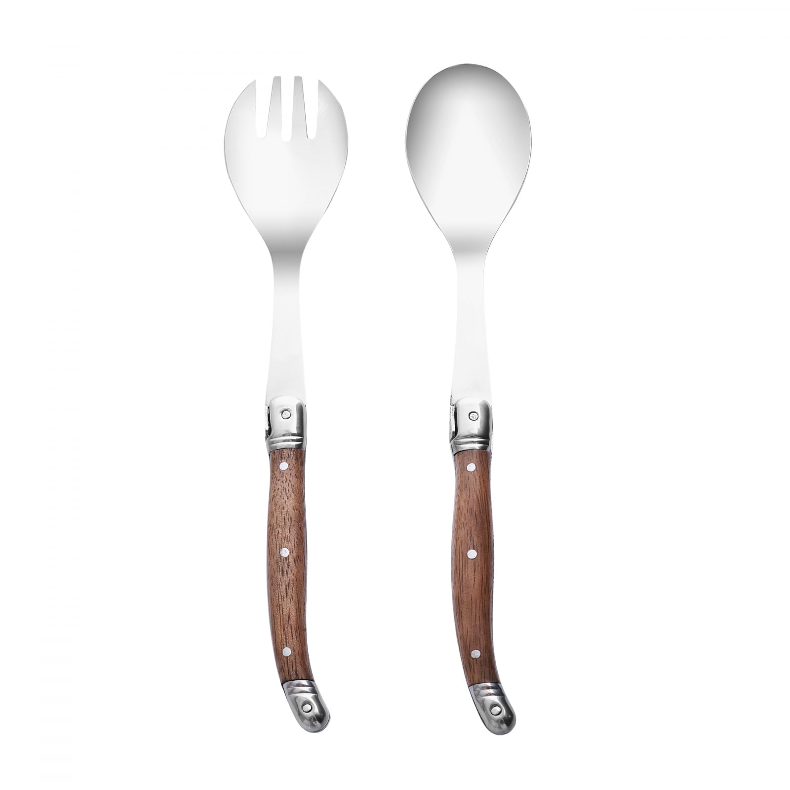 Karaca Rustic 2-Piece Serving Set 25.5cm Wooden Handle Salad Pasta Servers