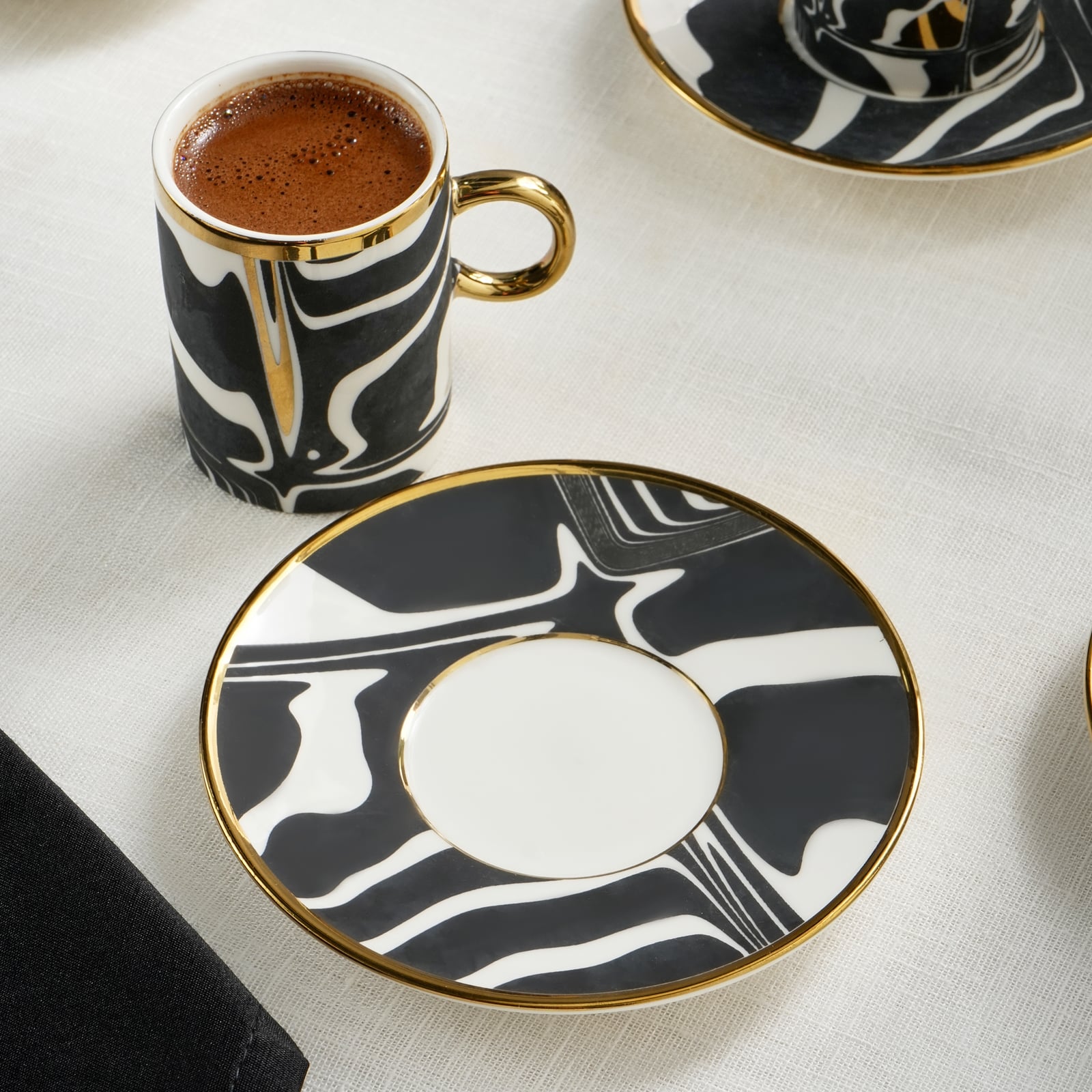 Karaca Tales 6-Piece Coffee Cup Set 90ml Bone Porcelain Modern Espresso New