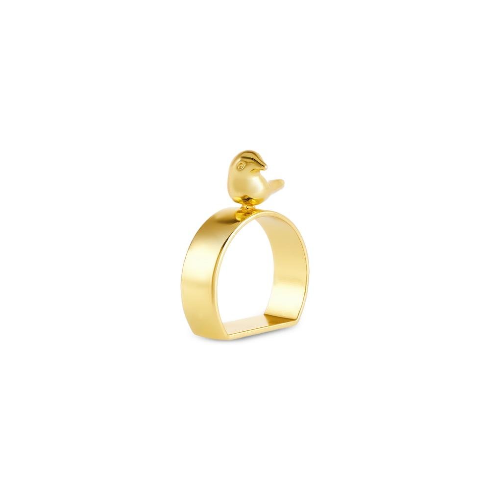 Karaca Bird 4-Piece Gold Napkin Ring Set