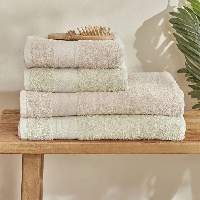 Karaca Sarah Anderson Alven 4-Piece Bath Set - Mint/Beige, 160.22.08.0059