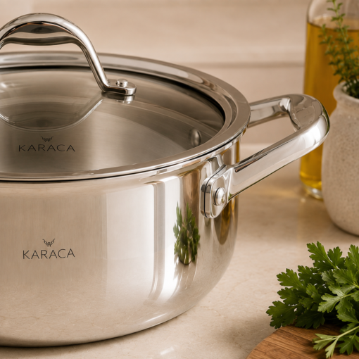 Karaca 3Ply PowerSteel 316+ Stainless Steel Honeycomb Pot 24 cm 4.6L Induction