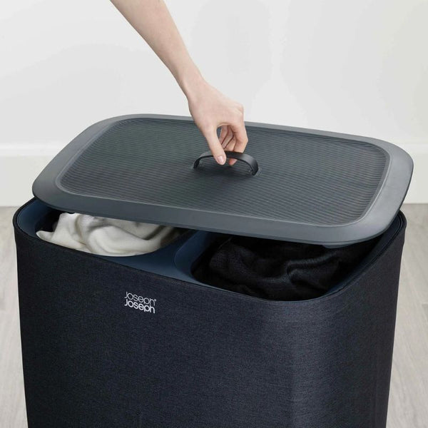 Joseph Joseph Tota 90L Laundry Separation Basket 50004 Carbon Black Dual Bag