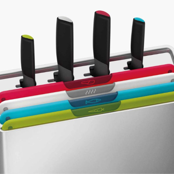 Joseph Joseph Index 4-Piece Chopping Board Set with 4 Elevate Knives