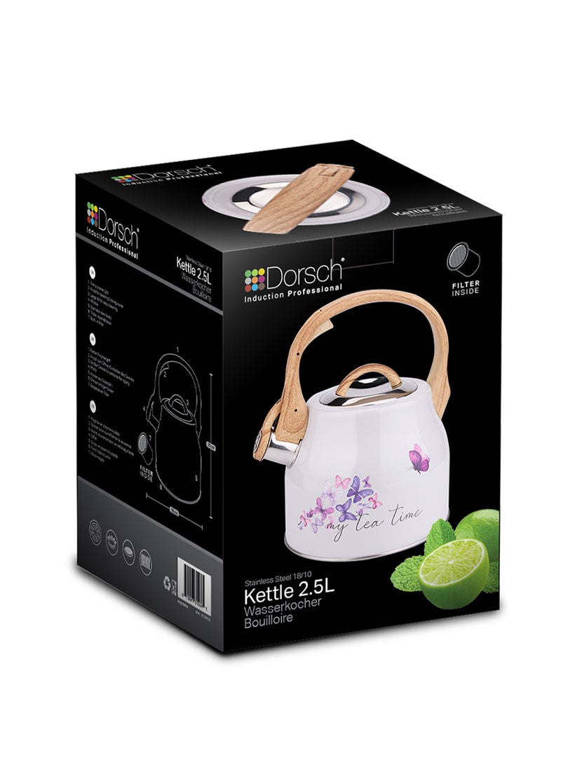 Dorsch 2.5L Stainless Steel Whistling Kettle With Ergonomic Handle&Nbsp; - Butterfly-White