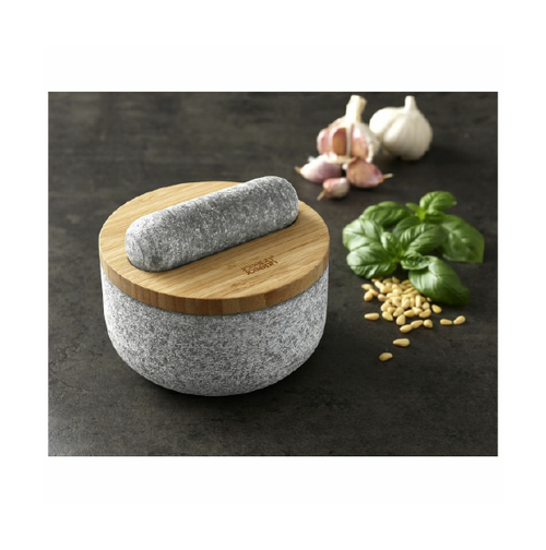 Joseph Joseph Dash Pestle and Mortar 20176 Granite With Bamboo Lid Prep Base