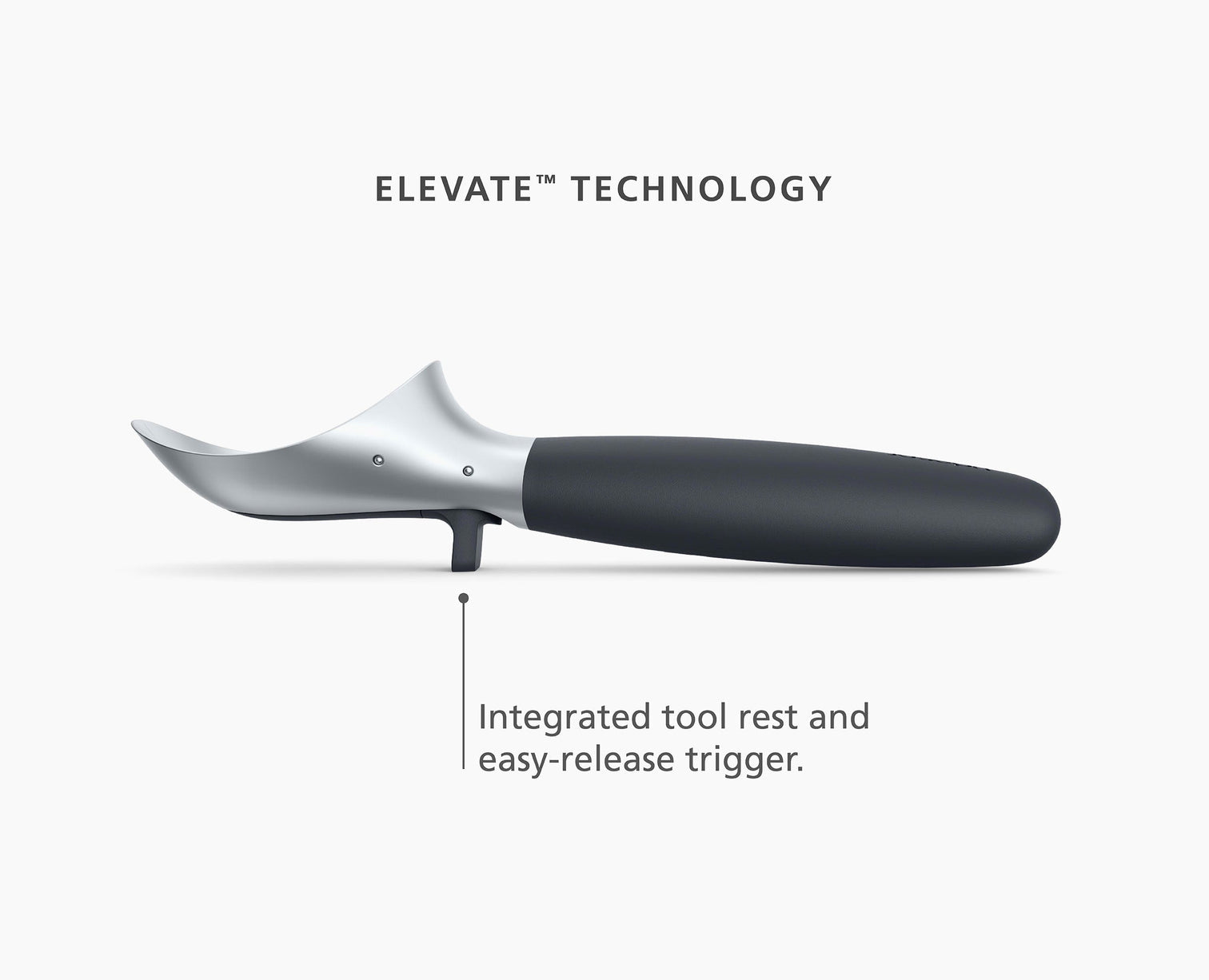 Joseph Joseph Elevate Grey Ice Cream Scoop Trigger Release Zinc Alloy