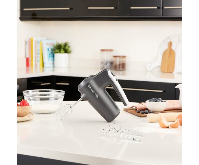 Russell Hobbs Desire Hand Mixer Matte Charcoal Grey Electric Whisk 350W Hook