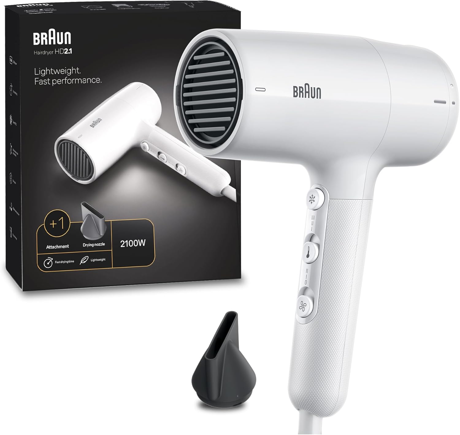 Braun Ion White Lightweight Hair Dryer Hd2.26