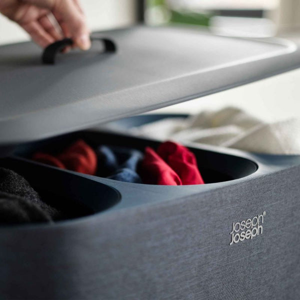 Joseph Joseph Tota Trio 90L Black Laundry Separation Basket 3 Compartments
