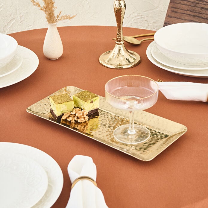 Karaca Home Loren Decorative Tray 33x15cm Gold Stainless Steel Festive