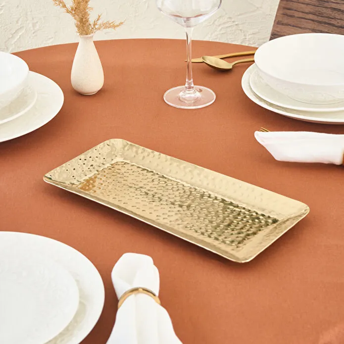 Karaca Home Loren Decorative Tray 33x15cm Gold Stainless Steel Festive