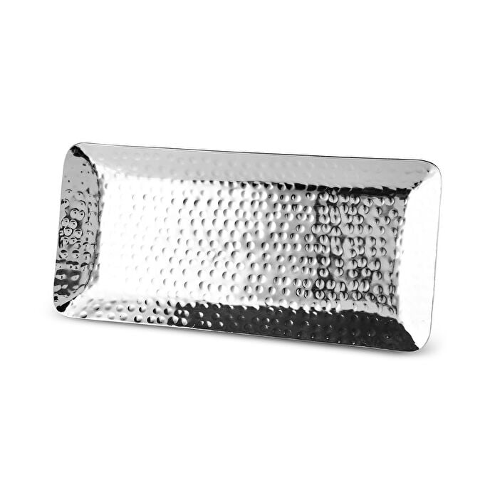 Karaca Home Loren Decorative Tray 33x15cm Silver Stainless Steel Modern
