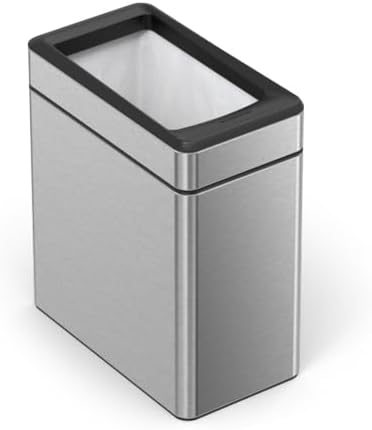 SimpleHuman 10L / 2.6 Gallon Profile Open Trash Can – Slim Brushed Stainless Steel