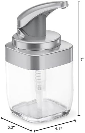 SimpleHuman Square Push Pump Soap Dispenser, 440ml / 15 oz, Brushed Nickel – BT1076