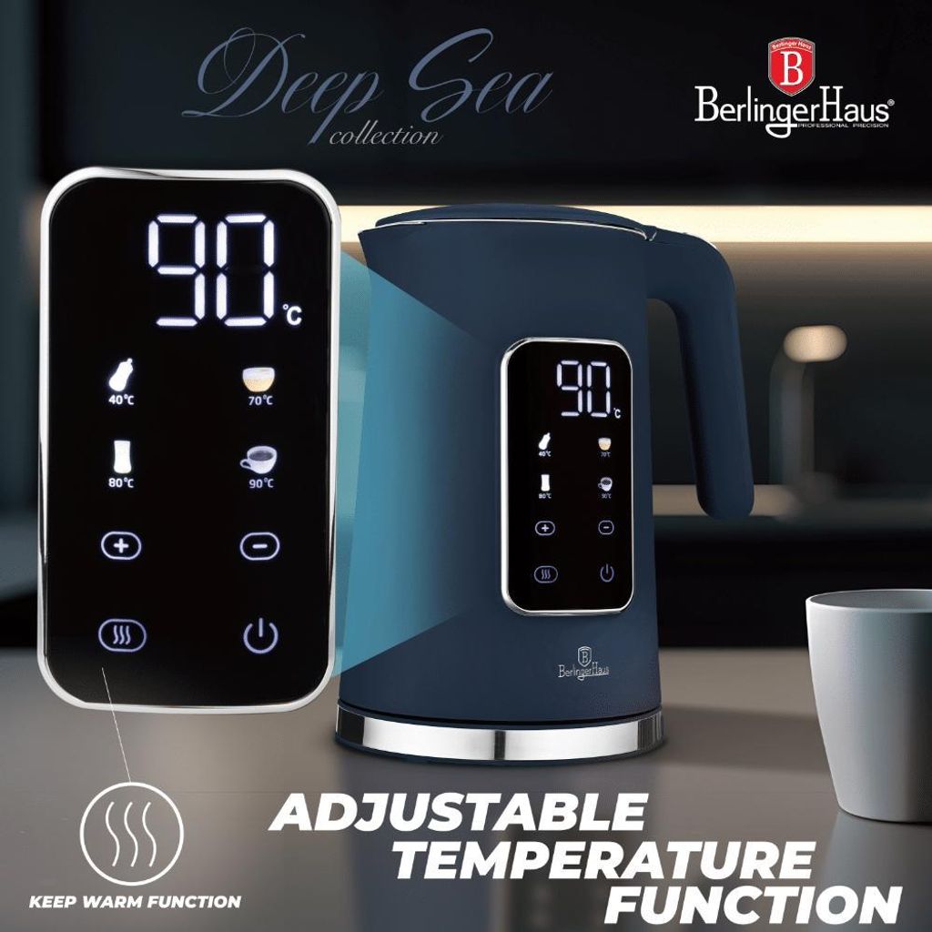 Berlinger Haus Digital Kettle 1.7L 2200W Keep Warm Touch BH-9737 – view 5 – Deep Sea Blue