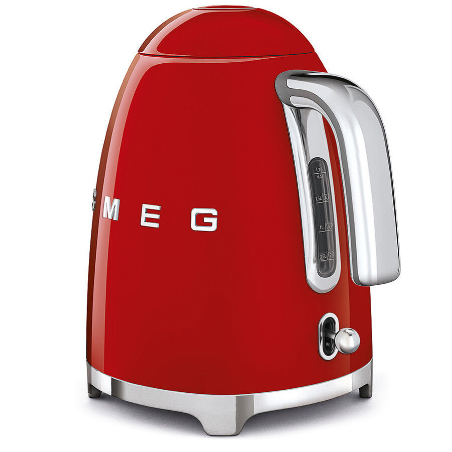 Smeg KLF03 Retro Kettle 1.7L Fast Boil 2400W Soft Opening Lid Glossy Red