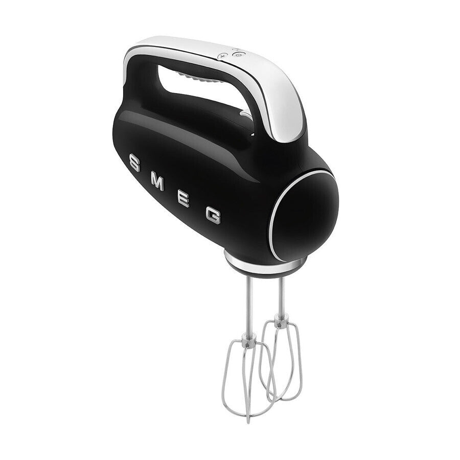 Smeg Hand Mixer HMF01BLEU 250W 9 Speed Black Retro LED Whisk Dough Hook Box