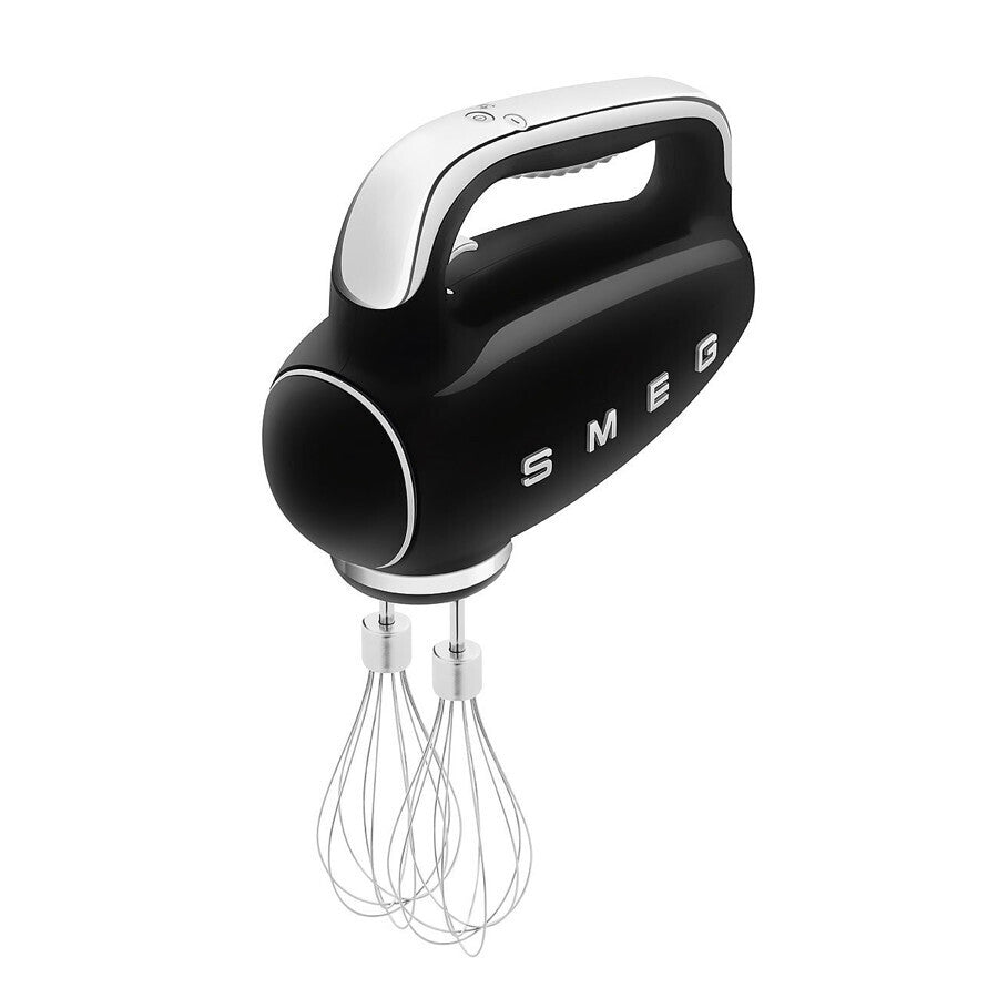 Smeg Hand Mixer HMF01BLEU 250W 9 Speed Black Retro LED Whisk Dough Hook Box