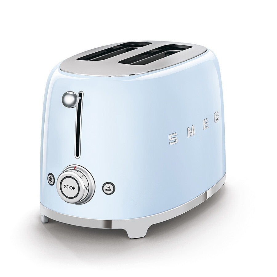 Smeg 2-Slice Toaster Pastel Blue 950W Retro 50s Style Wide Slot TSF01PBEU