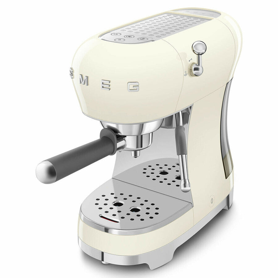Smeg ECF02 Manual Espresso Coffee Machine 15 Bar Steam Wand Retro Cream New