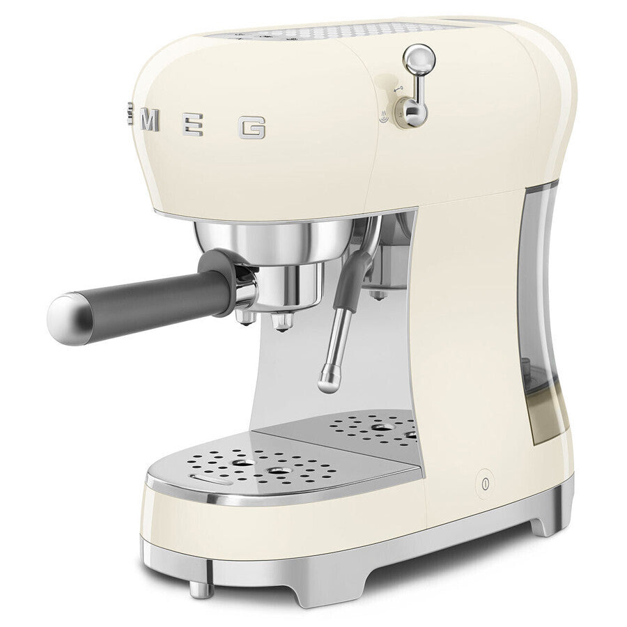 Smeg ECF02 Manual Espresso Coffee Machine 15 Bar Steam Wand Retro Cream New