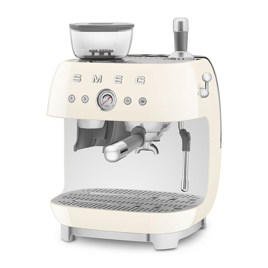 Smeg 50s Style Espresso Coffee Machine with Grinder Cream EGF03
