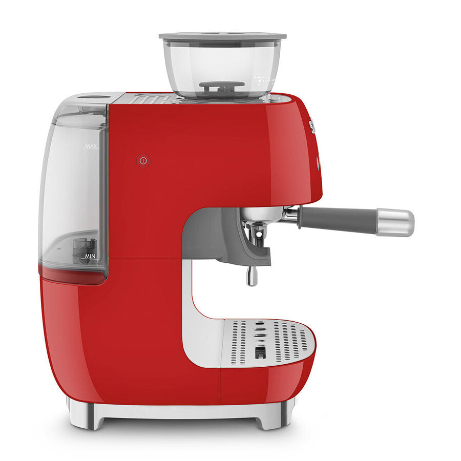 Smeg EGF03 Manual Espresso Machine Built-In Grinder 15 Bar Steam Wand Red