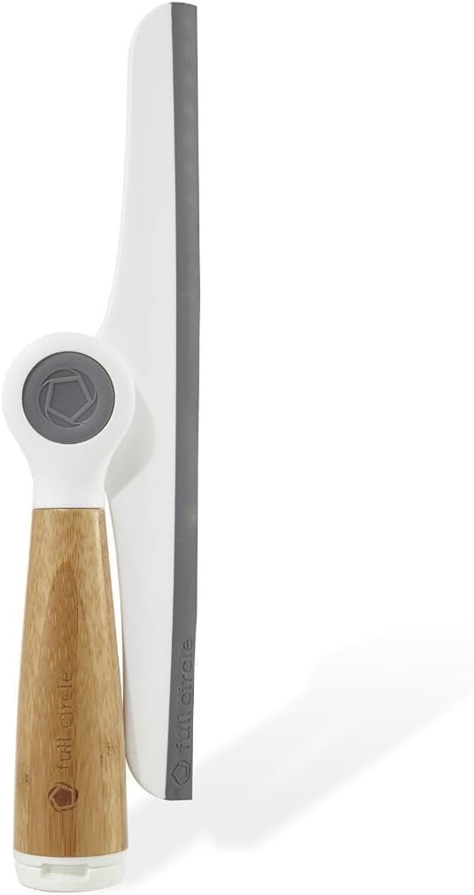 Full Circle Wipe Out Pivoting Shower Squeegee with Hanging Hook, White