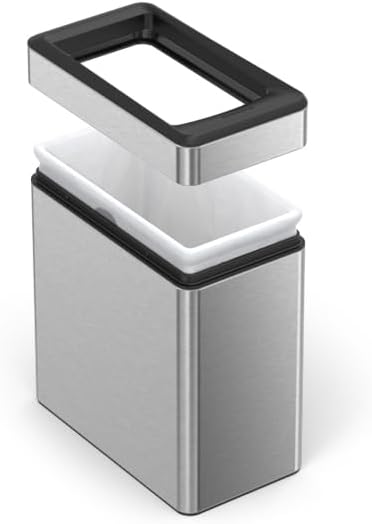 SimpleHuman 10L / 2.6 Gallon Profile Open Trash Can – Slim Brushed Stainless Steel