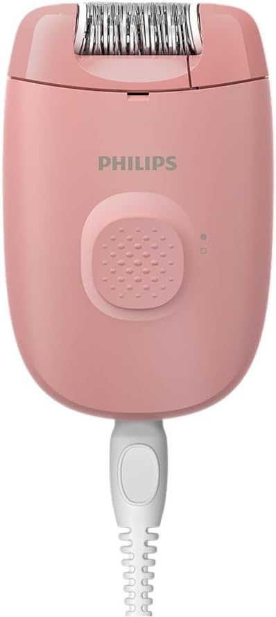 Pink Philips epilator on a white background