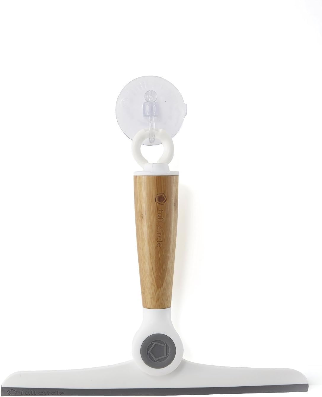 Full Circle Wipe Out Pivoting Shower Squeegee with Hanging Hook, White