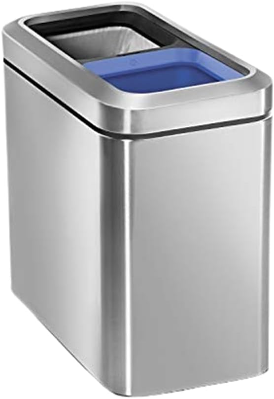 simplehuman CW1470 20L Slim Open Recycling Bin – Brushed Stainless Steel