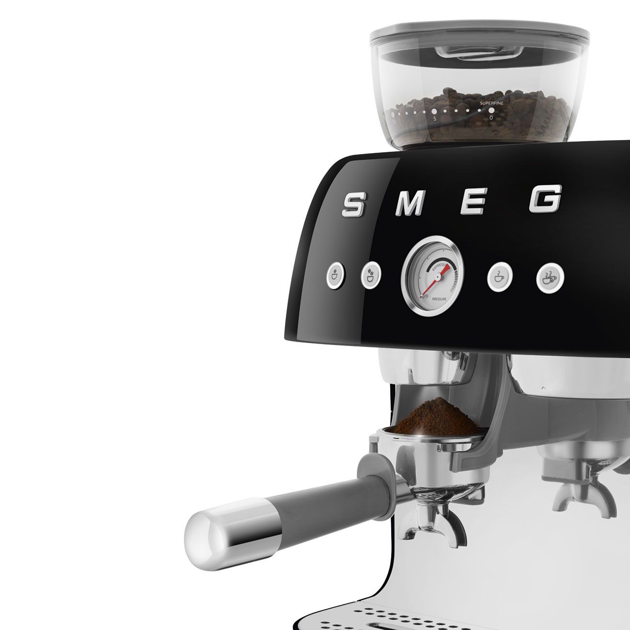 Smeg Espresso Coffee Machine EGF03BLEU 1350W 58mm Built In Burr Grinder Box