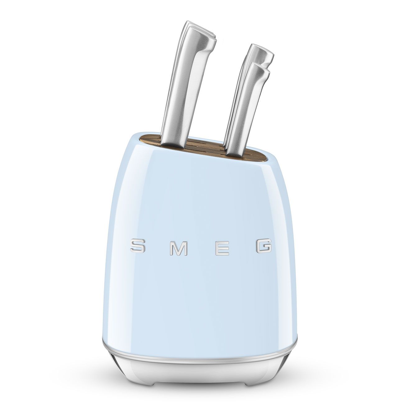 Smeg 50s Style 6 Piece Knife Block Set Pastel Blue German Steel KBSF02