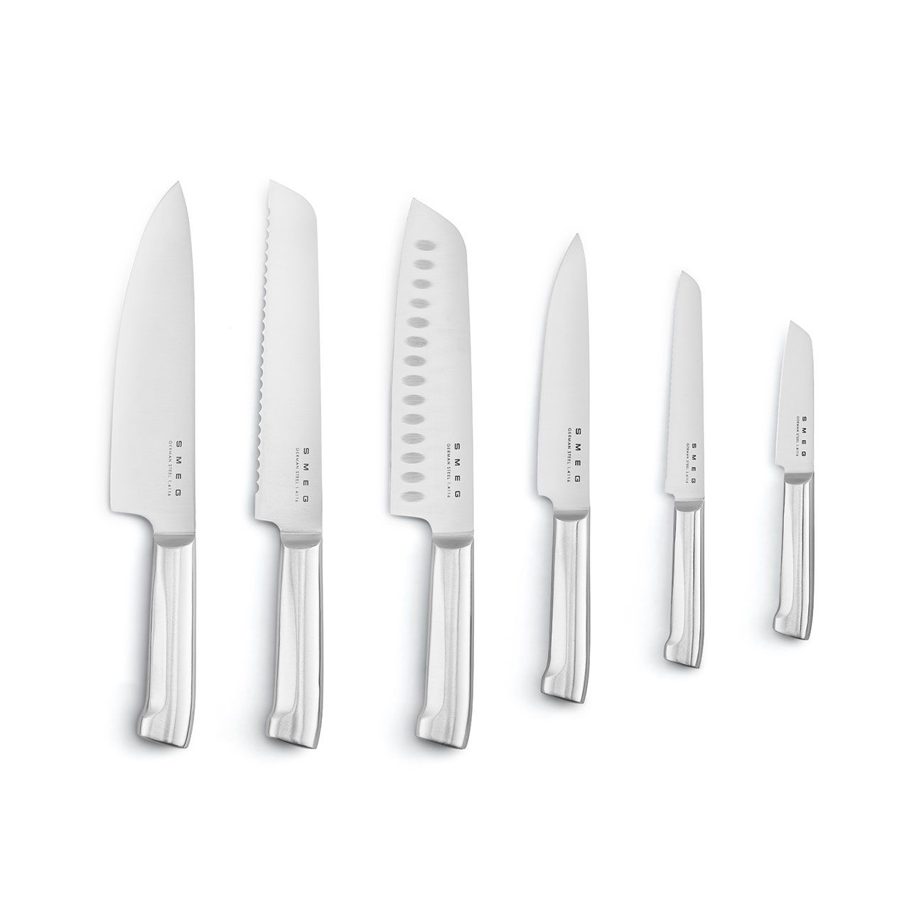 Smeg 50s Style 6 Piece Knife Block Set Pastel Blue German Steel KBSF02