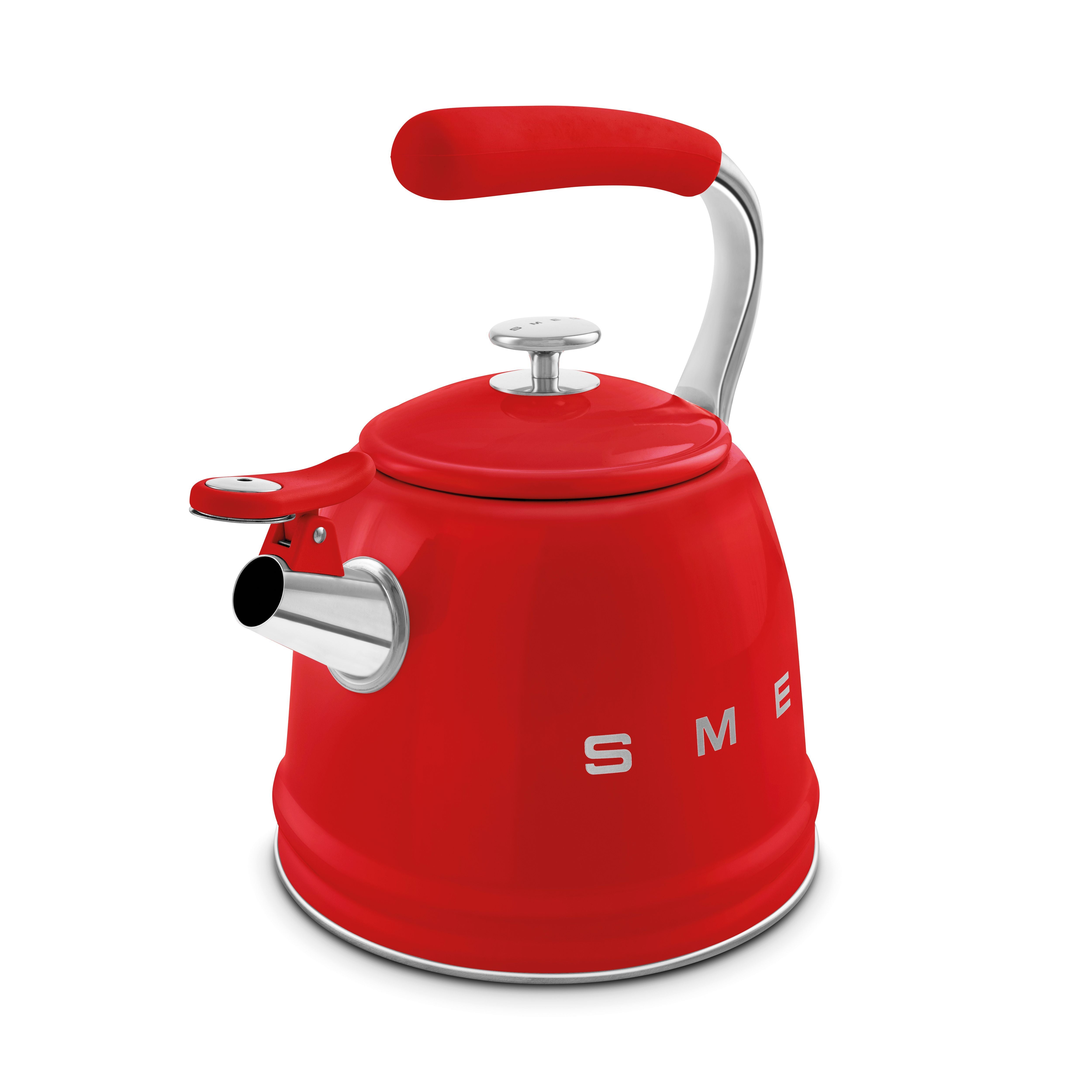 Smeg 50s Retro Style Stovetop Whistling Kettle 2.3L All Hobs Red WKF01RD