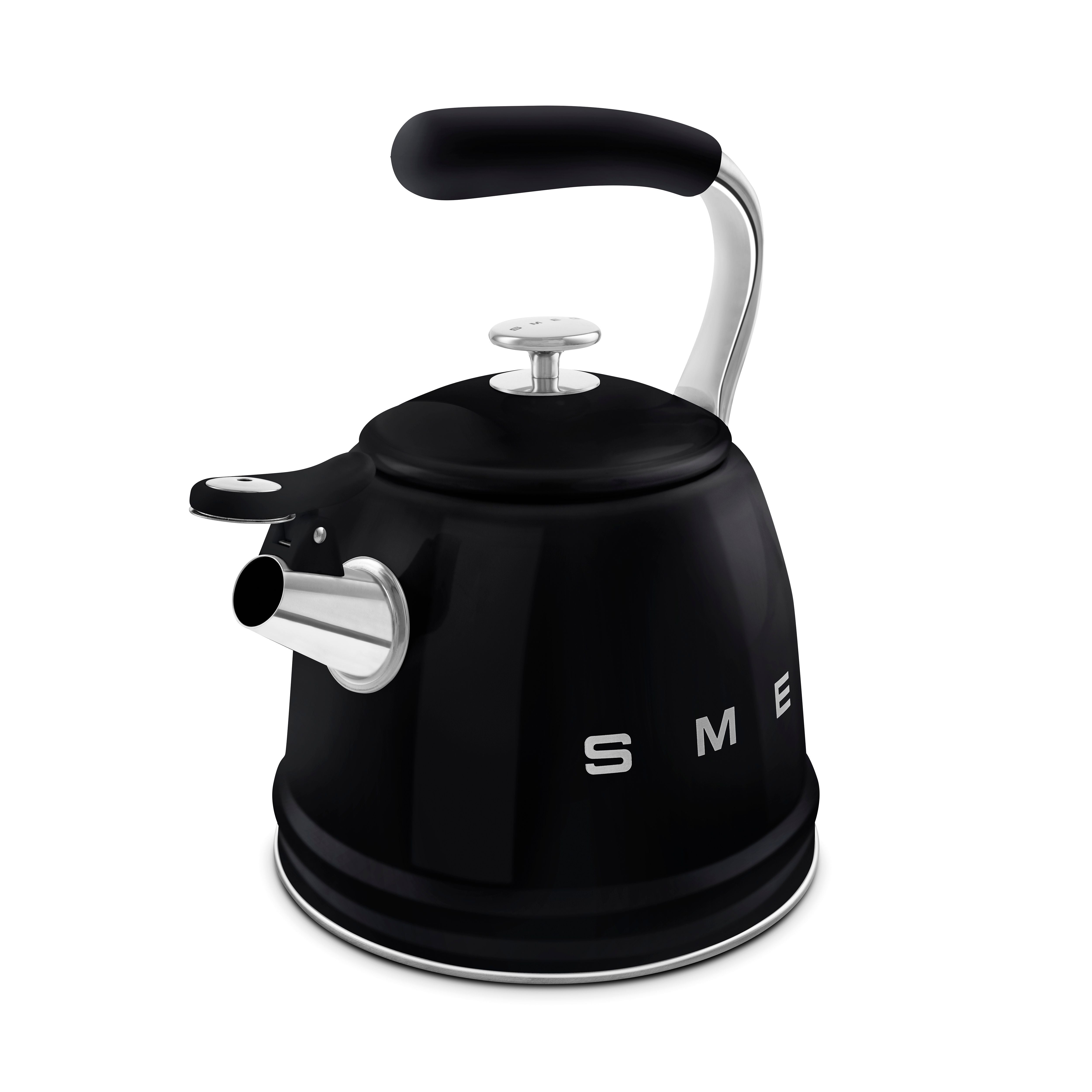 Smeg 50s Retro Style Stovetop Whistling Kettle 2.3L All Hobs Black WKF01BL