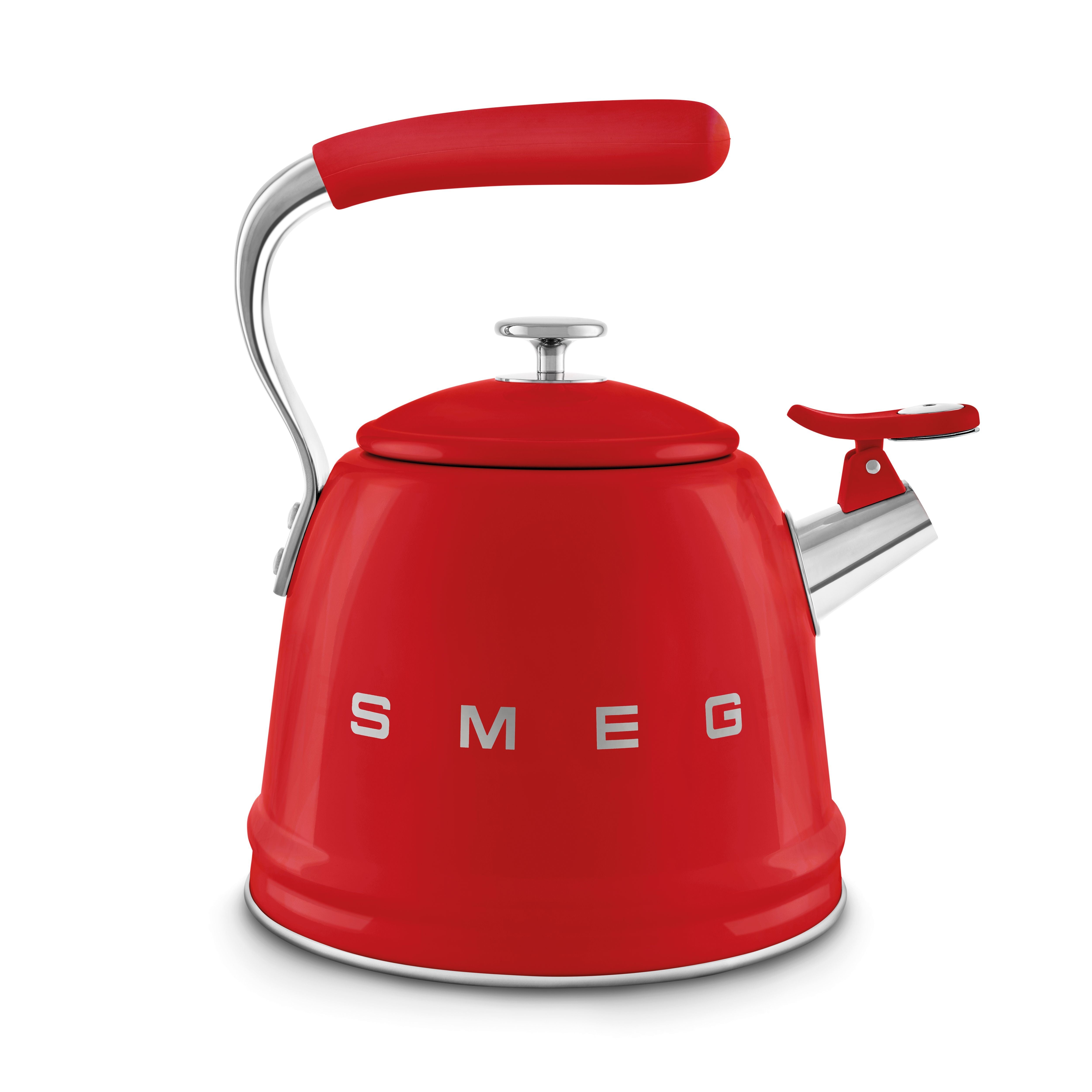 Smeg 50s Retro Style Stovetop Whistling Kettle 2.3L All Hobs Red WKF01RD