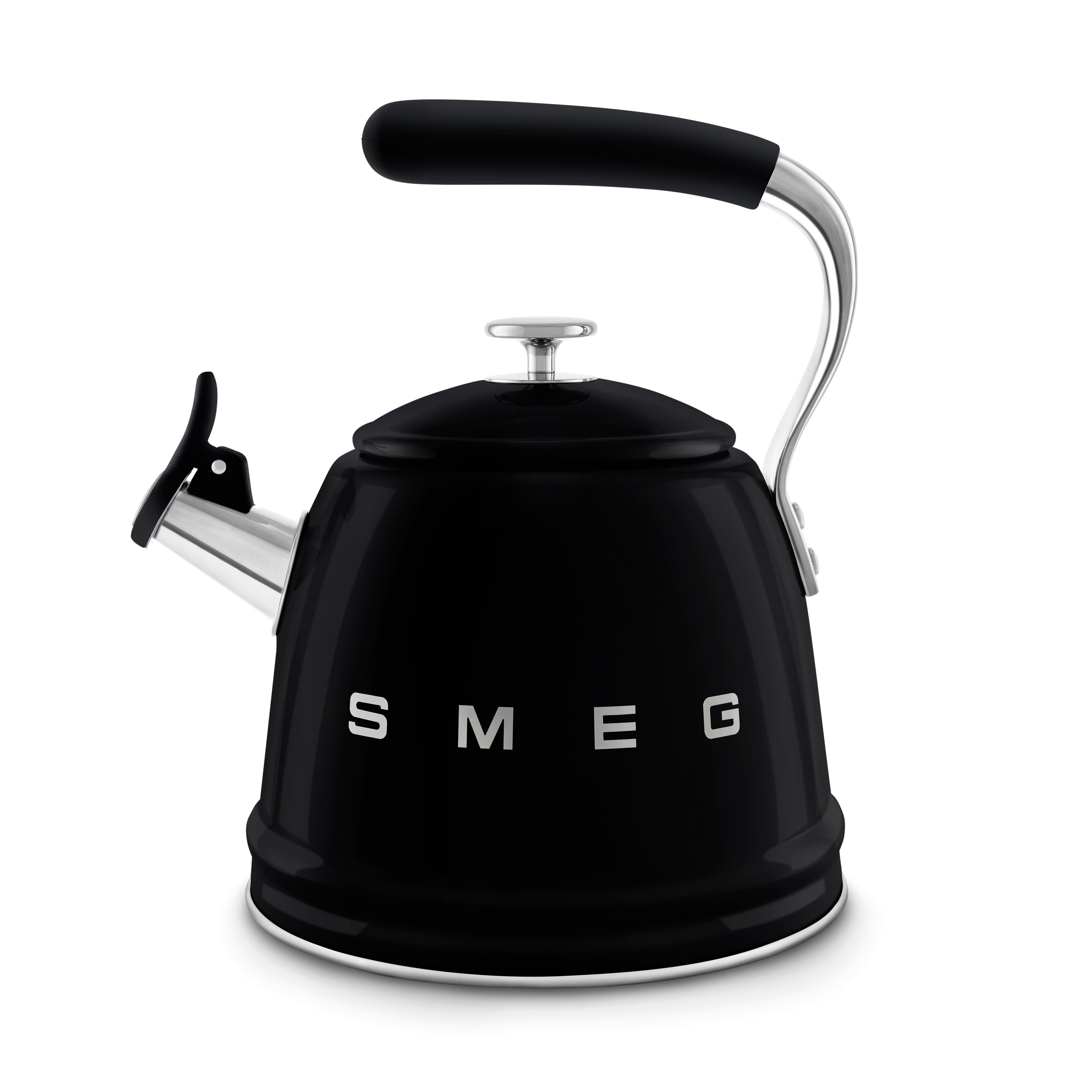Smeg 50s Retro Style Stovetop Whistling Kettle 2.3L All Hobs Black WKF01BL