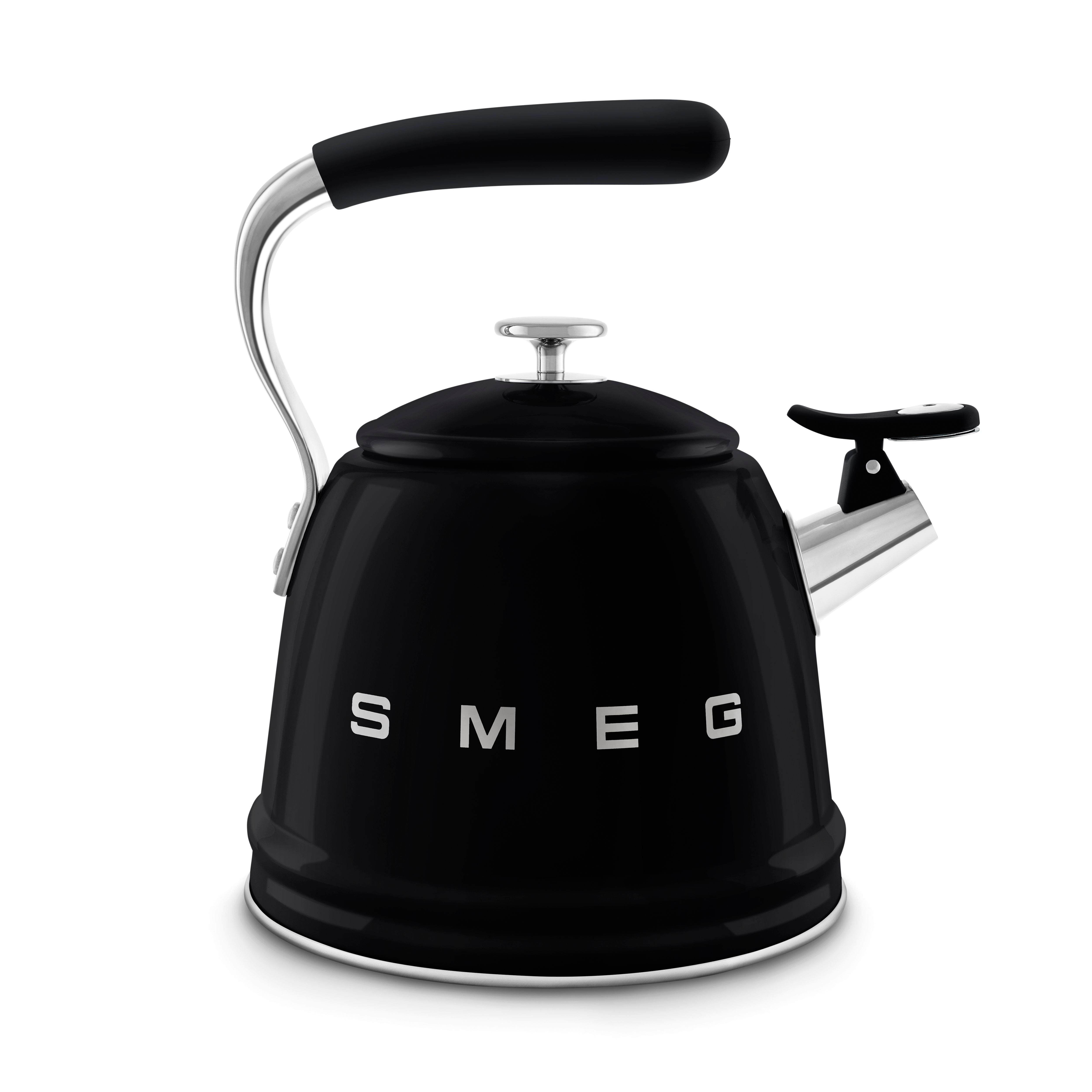 Smeg 50s Retro Style Stovetop Whistling Kettle 2.3L All Hobs Black WKF01BL